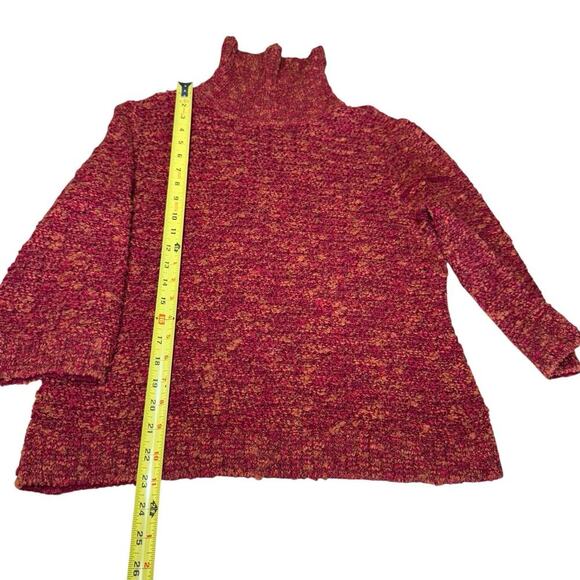 St John Sport Turtleneck Sweater Red M Chunky Knit 3/4 Sleeves Wool Blend Preppy - Picture 10 of 12